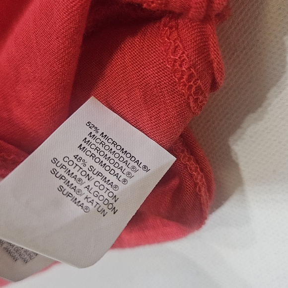 Lucky Brand Womens Top Size Small Red Tan Peacock - Picture 7 of 7